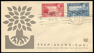 Ethiopia 355-356, FDC, World Refugee Year