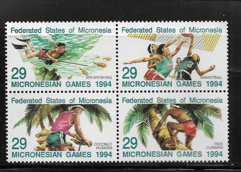MICRONESIA, 192, MNH, BLOCK OF 4, SPORTS