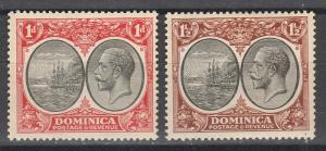 DOMINICA 1923 KGV BADGE 1D AND 11/2D