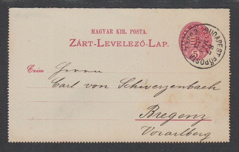 Hungary H&G 6, used. Crisp Budapest 1887 CDS cancel, addressed to BREGENZ