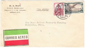 MEXICO cover 23 Jan. 1929 - with old Correo Aereo air mail etiquette / label