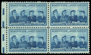 US Sc 1013 VF/MNH BLOCK - 1952 3¢ Women in the Armed Forces - P.O. Fresh