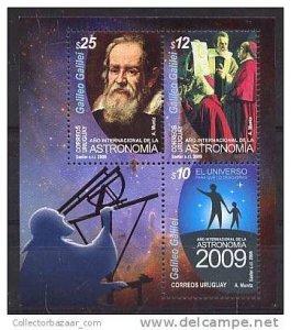 URUGUAY ASTRONOMY STAMP S/S GALILEO GALILEI SPACE SUN