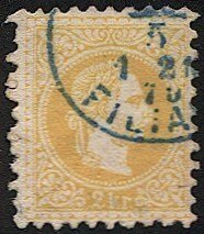 AUSTRIA 1867  Sc 27 2kr Used VF, Blue Wien 1870 cancel