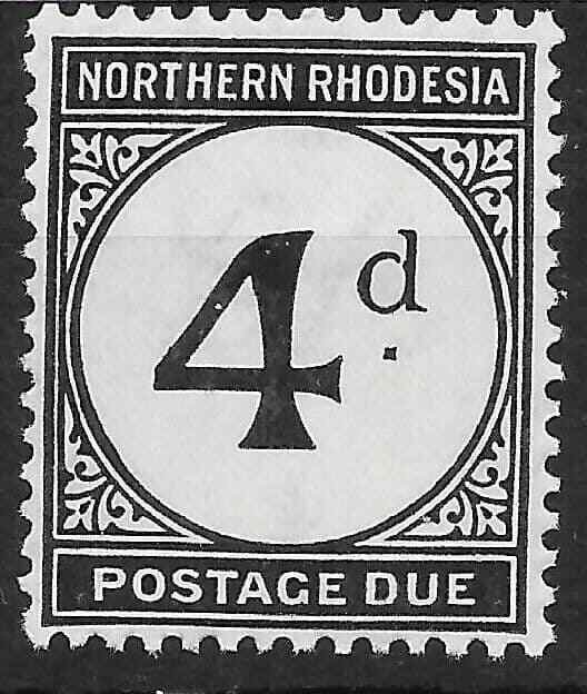 NORTHERN RHODESIA SGD4 1929-52 4d BLACK POSTAGE DUE MNH (r)