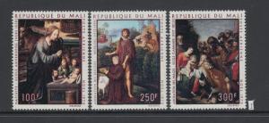 XG-AB040 MALI IND - Paintings, 1970 Christmas, 3 Values MNH Set