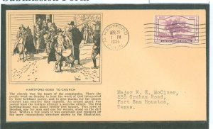 US 772 1935 3c Connecticut Tercentenary (Charter Oak) on an addressed, typed FDC and A Wilson Cachet