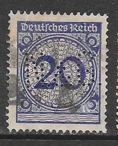 Germany 326: 20pf Numeral, perfin, used, F-VF