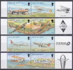 1997 Isle of Man 722-729Paar+Tab Airplanes 7,50 €