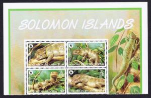 Solomon Is. WWF Prehensile-tailed Skink Top Block of 4 SG#1162-1165 MI#1282-1285