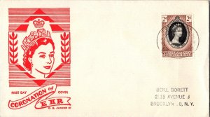 1953 Bechuanaland Lobatsi Elizabeth II ER Coronation Cover to USA NY Brooklyn