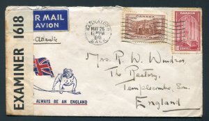 1941 WWII Patriotic Censored - Saskatoon, Saskatchewan Canada to England