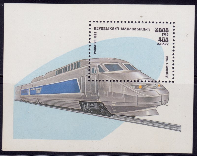 Madagascar, 1993,  TVG High Speed Train, Mi#B238, MNH,++