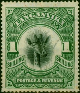 Tanganyika 1922 1s Green SG83 Wmk Sideways Fine Used (2)