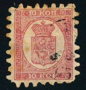 FINLAND SC#5 YT#4 Under Russian Empire 10k Postage Stamp 1860 Europe Used