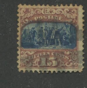 1869 US Stamp #119 15c Used F/VF type II Stained Catalogue Value $200