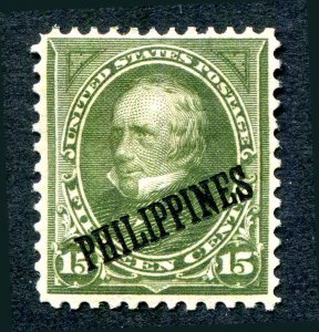 Philippines - 1899 - 15 Cent Olive Green Henry Clay Overprint  #218 Mint Hinged