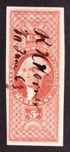 US R90a $5 Manifest Used F-VF SCV $275 (003)