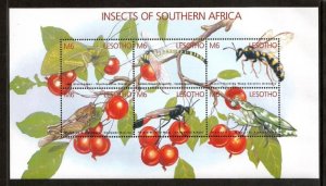 Lesotho 2001 - Insects Bees - Sheet of 6 Stamps - Scott #1324 - MNH