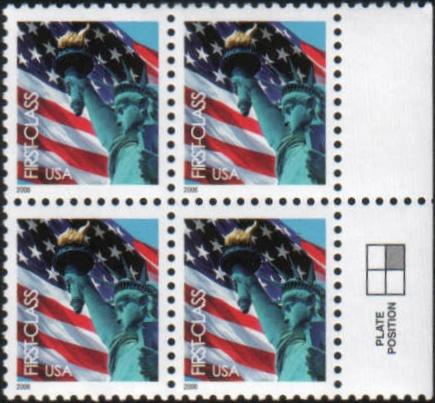 Scott 3965 Lady Liberty MNH Block of 4