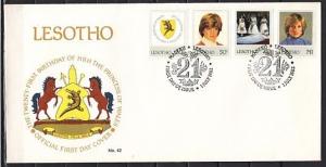 Lesotho, Scott cat. 372-375. Diana`s 21st Birthday issue. First day Cover.