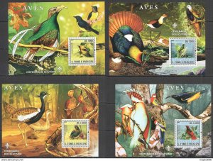 2007 Sao Tome & Principe Birds Fauna Scouting 4Bl ** Bc1374