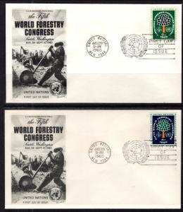 UN New York 81-82 Forestry Fleetwood Set of Two U/A FDC