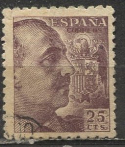 Spain; 1940; Sc. # 694; Used Single Stamp w/o Imprint, Perf 9 1/2 x 10 1/2