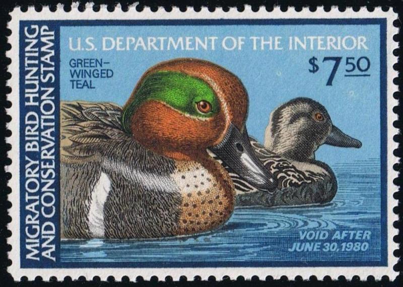 US RW46,$7.50 1979 Green-Winged Teal Duck Stamp MNH OG 