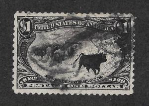 292 Used,  $1 Trans-Mississippi, XF, Cattle In the Storm Free Insured Shipping