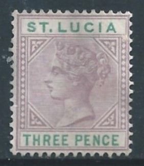 St. Lucia #32a Mint No Gum 3p Queen Victoria - Die A