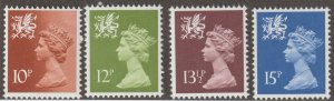 Great Britain Wales Scott#WMMH13cb,17,22,25 SG# W2-,32-34 1980 QEII MNH