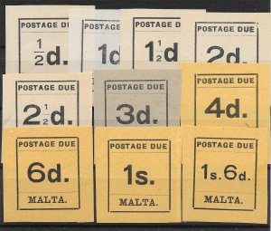 MALTA SGD1/10 1925 TYPESET POSTAGE DUE SET MNH