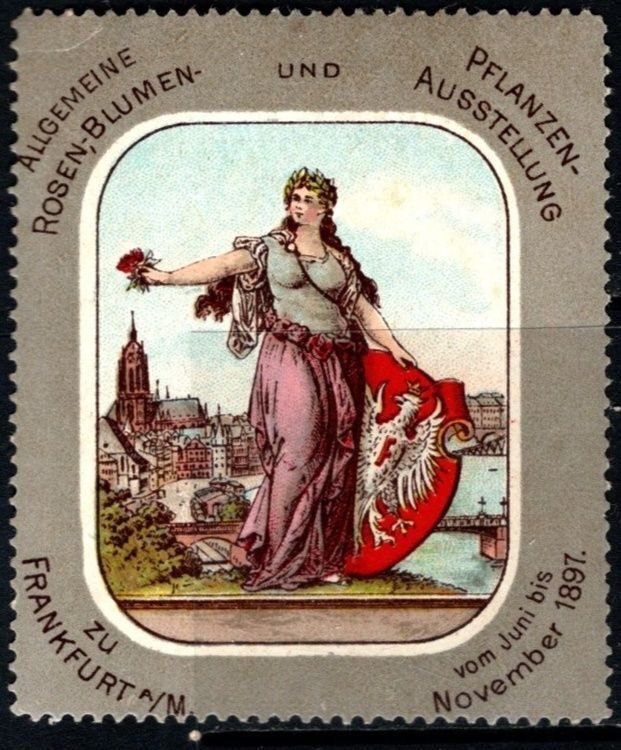 1897 Germany Poster Stamp German Rose Flower And Plant Exhibition