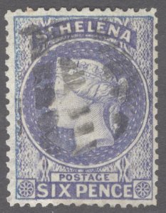 St Helena 1871 6d Dull Blue Wmk CC Perf 12.5 SG 16 Scott 13 VFU Cat £100($129)