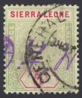 Sierra Leone Sc# 45 Used 1896-1897 5sh green & carmine Queen Victoria Definitive