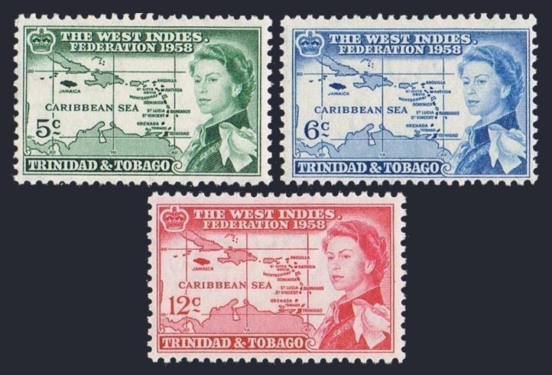 Trinidad & Tobago 86-88,MNH.Michel 169-171. West Indies Federation,1958.Map.