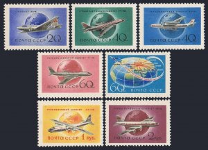 Russia 2086-2087, 2147-2151, lightly hinged. Soviet Civil Aviation, 1958.