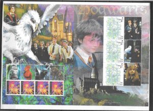 SINGAPORE HARRY POTTER   SHEETS  WITH DAMAGED RIGHT HAND CORNER  MNH