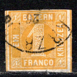 German States Bavaria Scott # 9, used