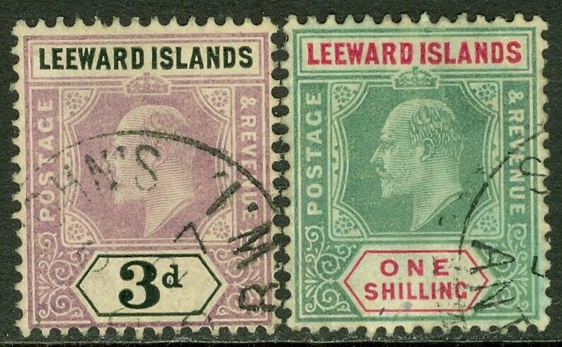 EDW1949SELL : LEEWARD ISLANDS 1905-08 Scott #33, 37 VF Used Both Choice Cat $215