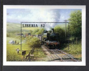 LIBERIA #1088 1988 LOCOMOTIVES, TRAINS MINT VF NH O.G S/S