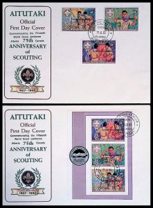 Aitutaki 15th World Scout Jamboree Set and Souvenir Sheet (1983) FDC