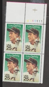 U.S. Scott #2417 Lou Gehrig Stamp - Mint NH Plate Block