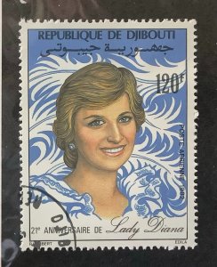 Djibouti 1982 Scott C158 CTO - 120fr, 21st Birthday of Diana, Princess of Wales