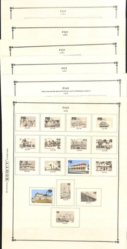 Fiji Stamp Collection on 30 Scott International Pages, 1878-1986