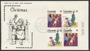 1975 #674-679 Set of 4 Christmas FDCs, Plate Blocks, NR Cover Cachets, Ottawa