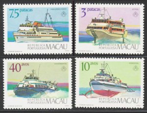 Macao SC#530-533 Ship, Ferry, Jetfoil, Hydrofoil, Hoverm (1986) MNH