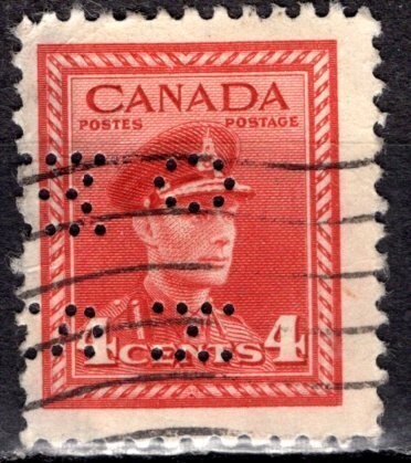Canada; 1942: Sc. # 254: Used OHMS Perforated Single Stamp