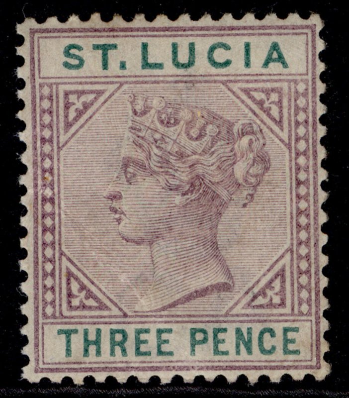 ST. LUCIA QV SG47, 3d dull mauve & green, M MINT. Cat £15.